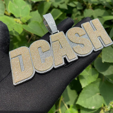 Clear Luxury Two Tone Iced Out Personalized Custom Name Necklace Pendant - Premium Custom Jewelry - CaratixJewelry