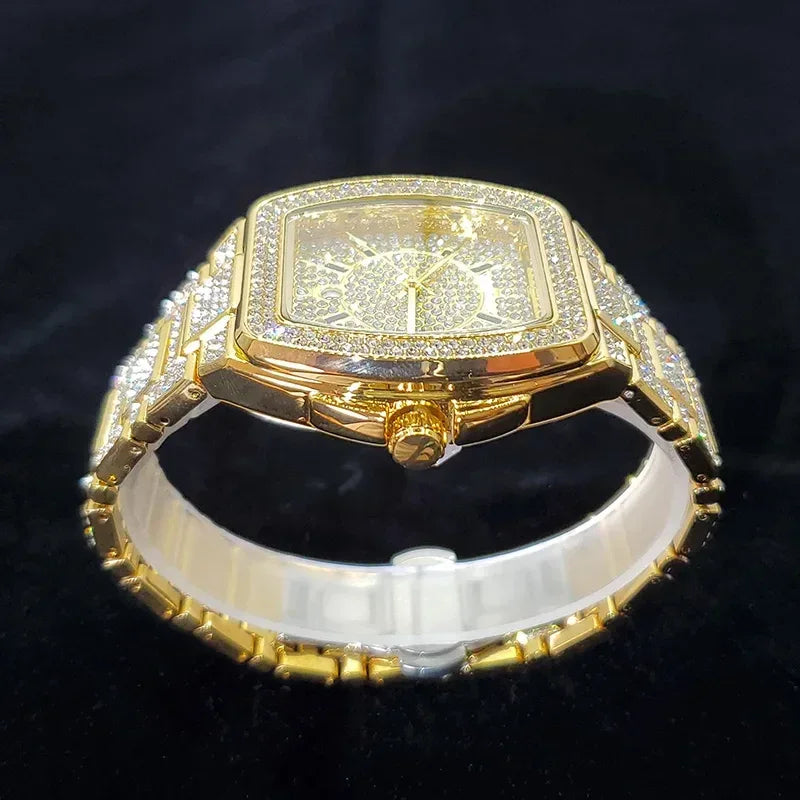 Luxury Silver Tonneau Watch for Men | Bling Bling Hip Hop Iced Out Watch | 2026 Fashion Quartz Wristwatch | Relogio Masculino Hot Sale | Caratix - CaratixJewelry