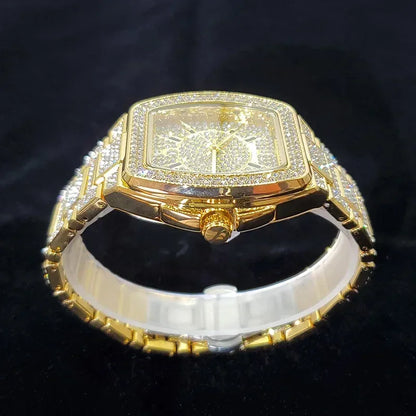 Luxury Silver Tonneau Watch for Men | Bling Bling Hip Hop Iced Out Watch | 2026 Fashion Quartz Wristwatch | Relogio Masculino Hot Sale | Caratix - CaratixJewelry