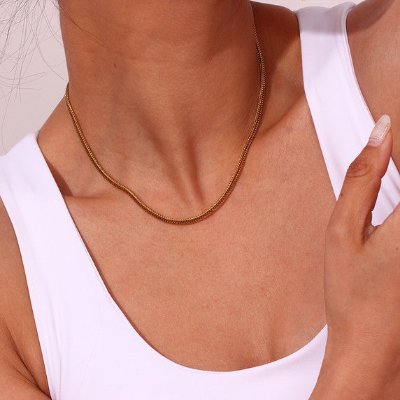 Ladies 18k Gold Waterproof Stainless Steel Foxtail Necklace Ankle Anklet Bracelet Jewelry Set