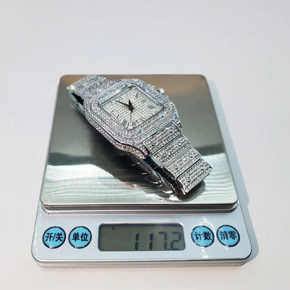 Luxury Square Iced Out Watch for Men | Full Quartz Wristwatch | Unique Bling Jewelry Reloj Para Hombre | Caratix - CaratixJewelry