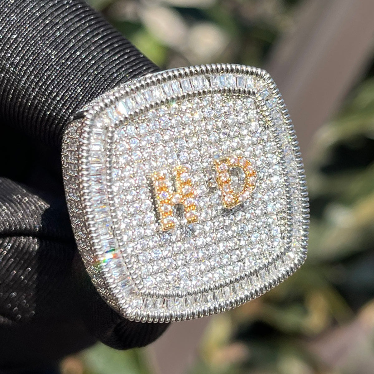 Iced Out Custom Letters Diamond Ring – Luxury Hip Hop Jewelry for Men & Women