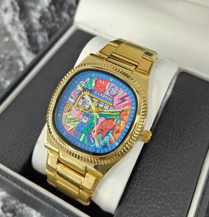 2026 New Square Men's Watch | Abstract Art Dial Luxury Iced Out Watch | Trendy Retro Niche Design | Silver Black Gold Street Style | Caratix - CaratixJewelry
