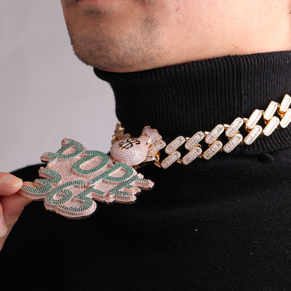 Money Bag Bail Two Tone Solid Iced Out Personalized Custom Name Necklace Pendant - Luxury Custom Jewelry