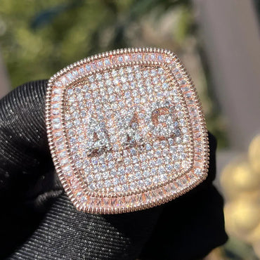 Iced Out Custom Letters Ring – Luxury Hip Hop Jewelry for Men & Women - CaratixJewelry