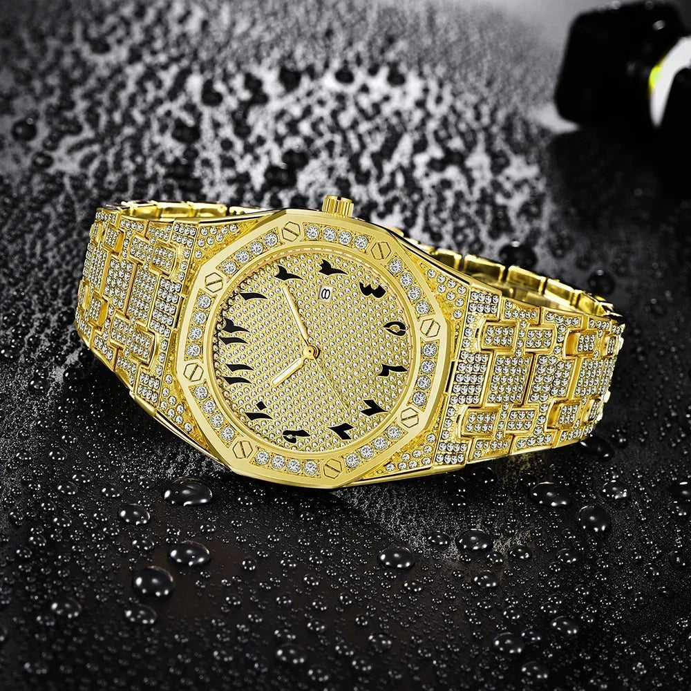 Luxury Full Iced Out Watch for Men | New Top Brand Hip Hop Quartz Wristwatch | Male Gold Silver Clock | 2026 Relogio Masculino | Drop Shipping | Caratix - CaratixJewelry