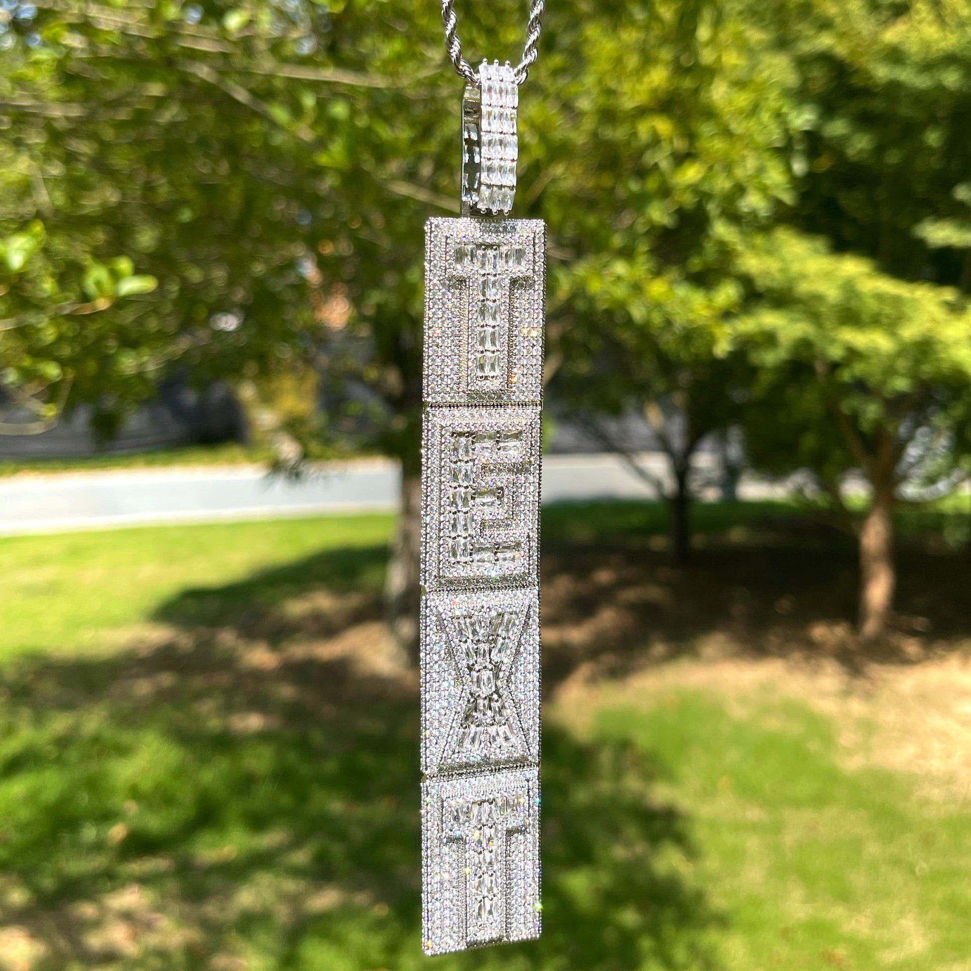 Stacked v2 Iced Out Personalized Custom Name Necklace Pendant 