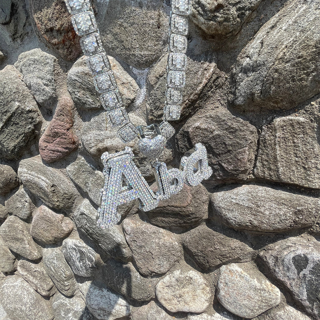 Charming Glow Heart Bail Iced Out Personalized Custom Name Necklace Pendant