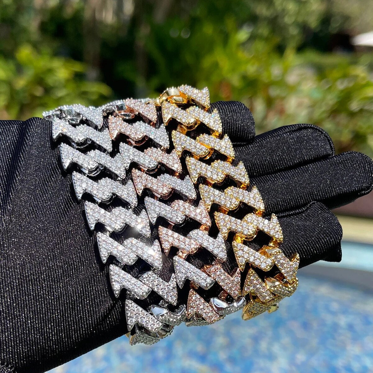 15MM Lightning Link Iced Out Diamond Bracelet – Luxury Hip Hop Jewelry for Men & Women