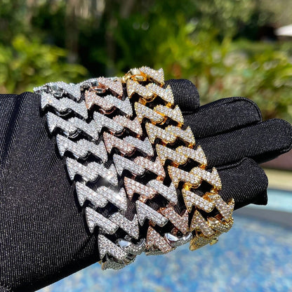 15MM Lightning Link Iced Out Diamond Bracelet – Luxury Hip Hop Jewelry for Men & Women