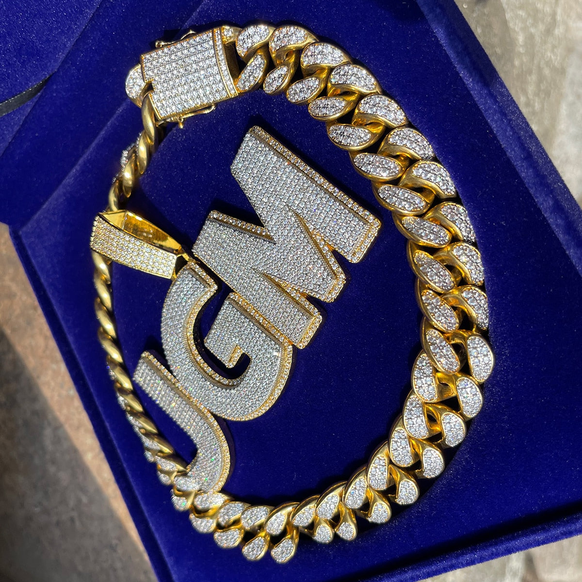 Two Layers Solid Clear Font Iced Out Personalized Custom Name Necklace Pendant - Luxury Custom Jewelry