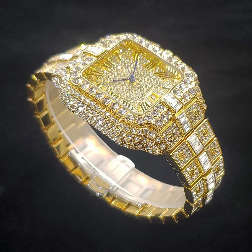 Luxury Square Men's Watch | Hip Hop Bling Bling Iced Out Watch | Stainless Steel Waterproof Fashion Clock | 2026 New Relogio | Caratix - CaratixJewelry