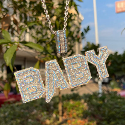 Special Blue Iced Out Personalized Custom Name Necklace Pendant - Luxury Custom Jewelry