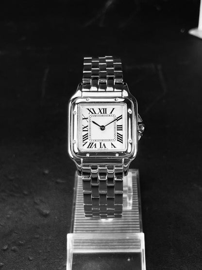 Classic Square Couple's Watch Set | Roman Numerals Luxury Iced Out Watch | Men & Women’s Stainless Steel Quartz | 2026 Trendy Gift | Caratix - CaratixJewelry