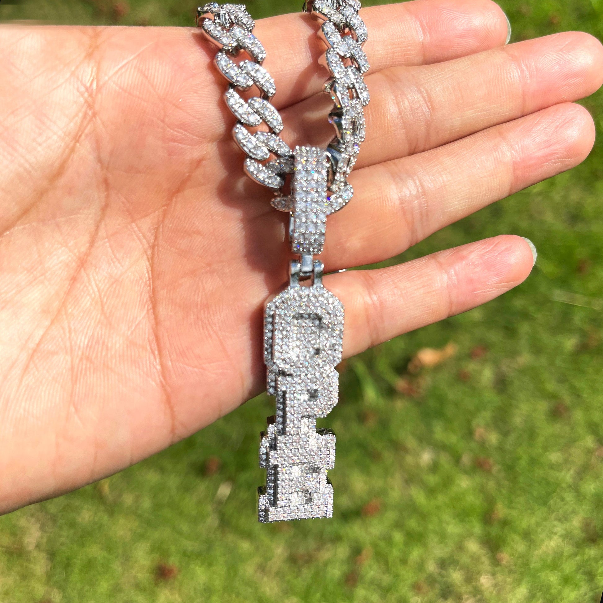 Stacked Letters Iced Out Personalized Custom Name Necklace Pendant 