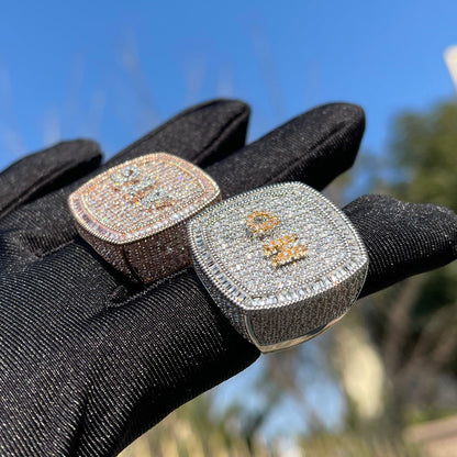 Iced Out Custom Letters Diamond Ring – Luxury Hip Hop Jewelry for Men & Women