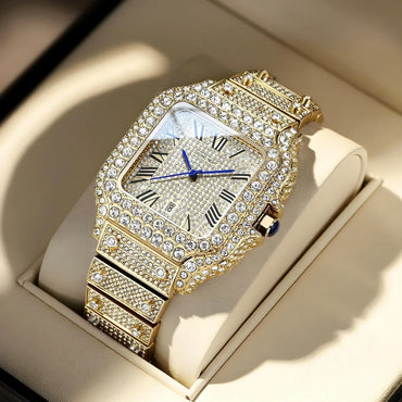 Luxury Men's Business Watch | Iced Out Watch for Christmas Gift | Stylish Casual Quartz Wristwatch | Fashionable Timepiece | Caratix - CaratixJewelry