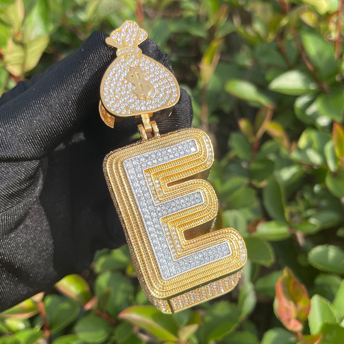 Luxury Full Stoned Triple Layer Iced Out Initial Custom Name Necklace Pendant 
