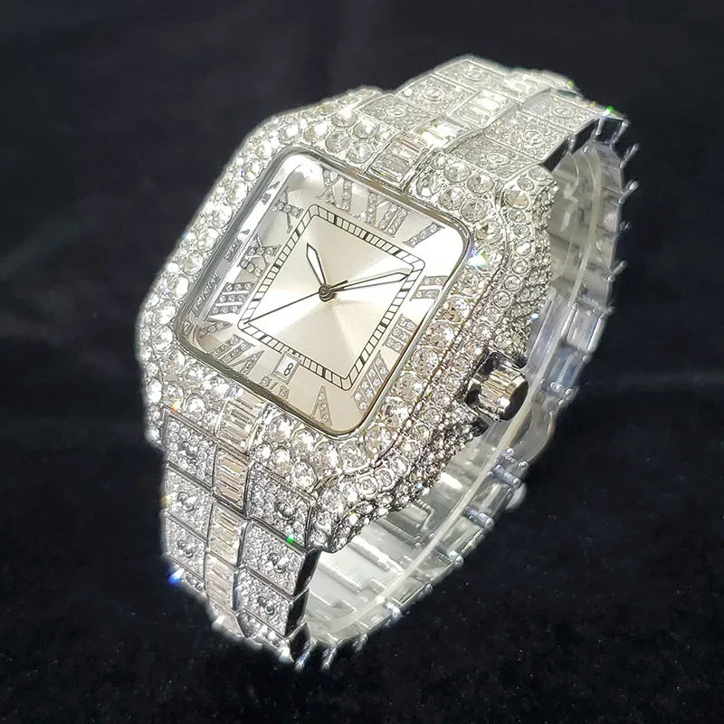 Luxury Brand Silver Watch for Men | Hip Hop Iced Out Original Reloj Hombre | Cool Shiny Jewelry Clock | 2026 Fashion Dropshipping | Caratix - CaratixJewelry
