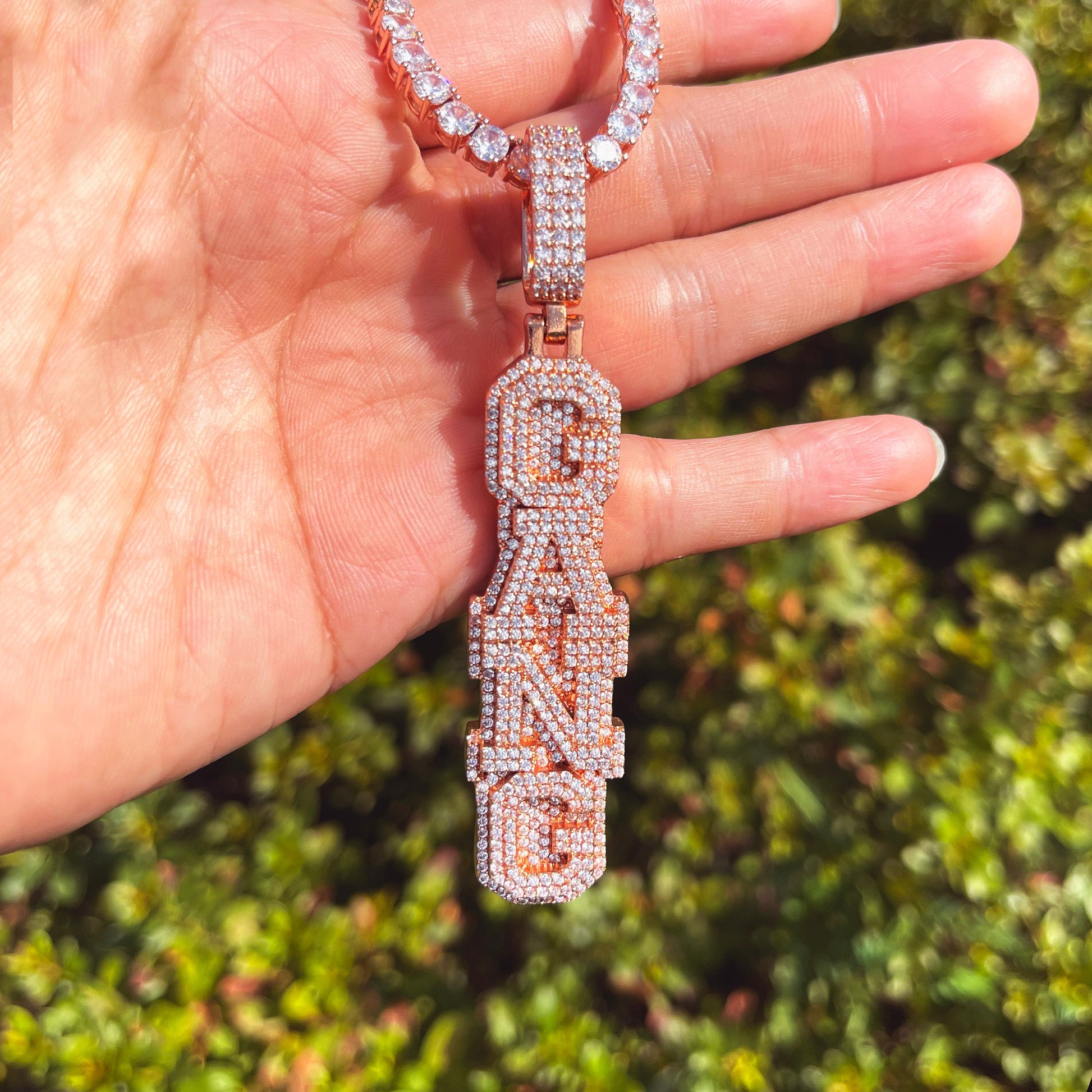 Stacked Letters Iced Out Personalized Custom Name Necklace Pendant 