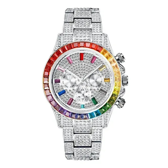 Luxury Six-Pin Men's Watch | Multifunctional Iced Out Watch | Stainless Steel Waterproof Quartz Wristwatch | Calendar Men’s Clock | Caratix - CaratixJewelry