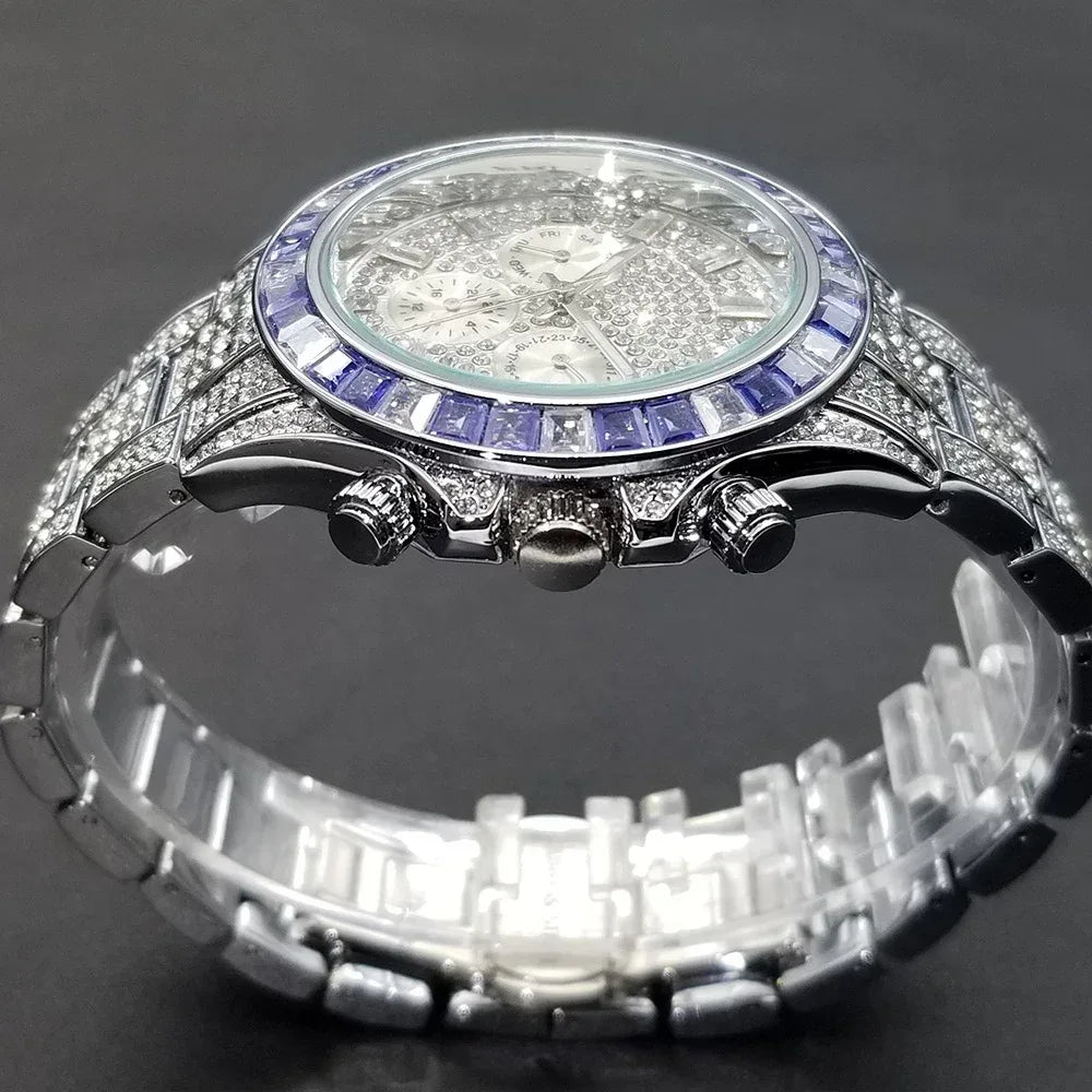 Luxury Six-Pin Men's Watch | Multifunctional Iced Out Watch | Stainless Steel Waterproof Quartz Wristwatch | Calendar Men’s Clock | Caratix - CaratixJewelry