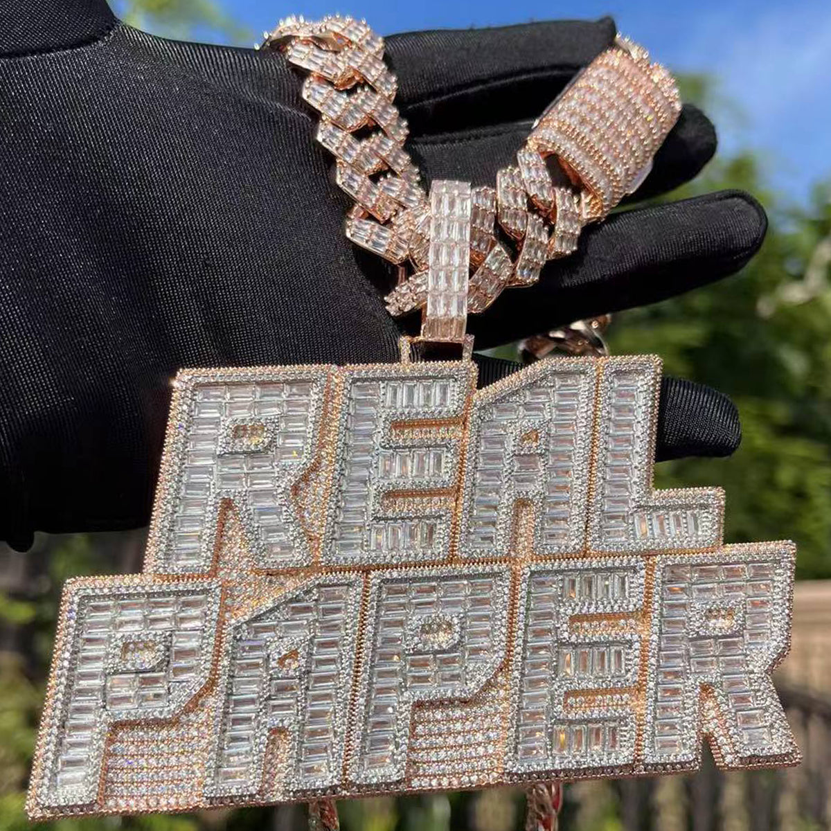 Rich Baguette & Diamond Iced Out Personalized Custom Name Necklace Pendant - Luxury Custom Jewelry