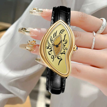 Luxury Alien-Inspired Twisted Men's Watch | Gothic Punk Y2K Iced Out Watch | Vintage Irregular Women's Niche Design | Quartz Punk Clock | Caratix - CaratixJewelry