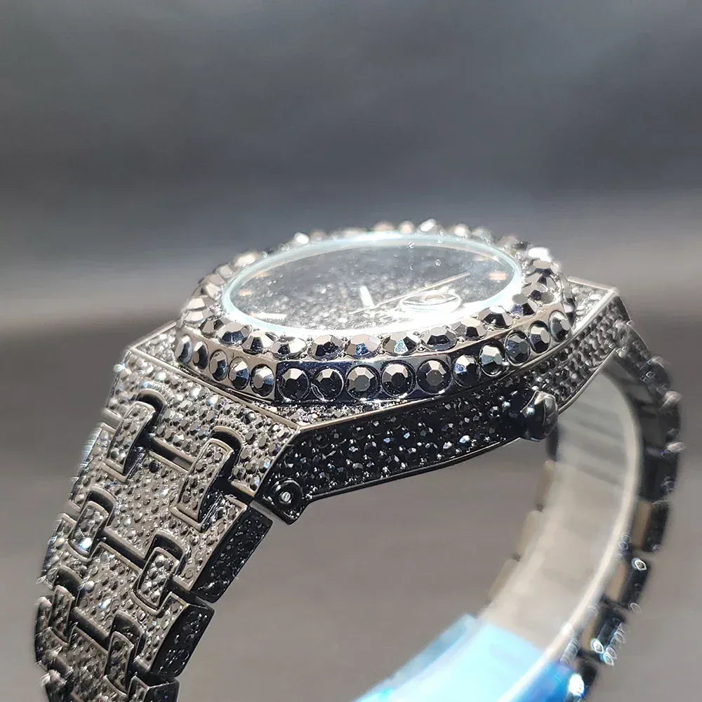 Octagonal Luxury Men's Watch with Big Zircon Bezel | Iced Out Quartz Hip Hop Hand Clock | Unique Dropshipping Watch | Caratix - CaratixJewelry