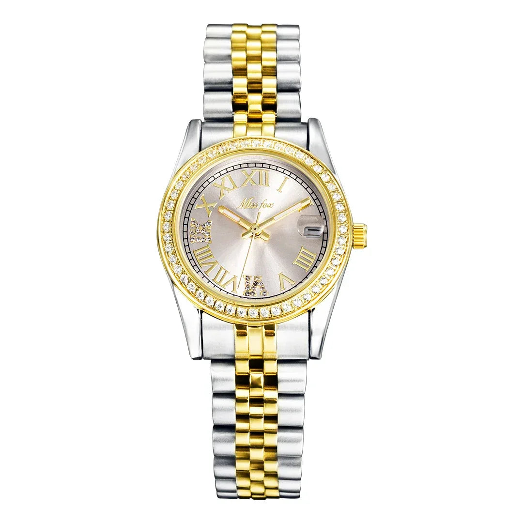 Luxury Women's Stainless Steel Watch | Japan Movement Ladies Quartz Wristwatch | Waterproof Calendar Iced Out Watch | Reloj Mujer | Caratix - CaratixJewelry