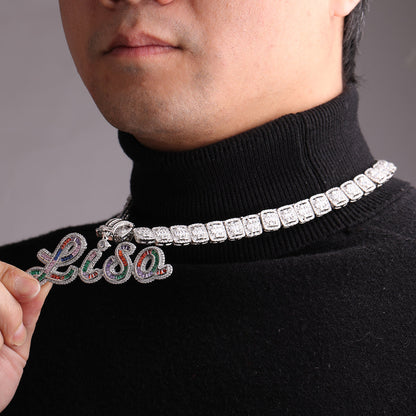 Signature Script Style Iced Out Personalized Custom Name Necklace Pendant - Luxury Custom Jewelry