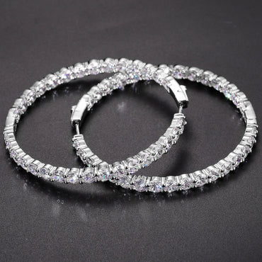 Boss Chick Queen 15.5CTW Lab Diamond 925 Silver Big Hoop Earrings