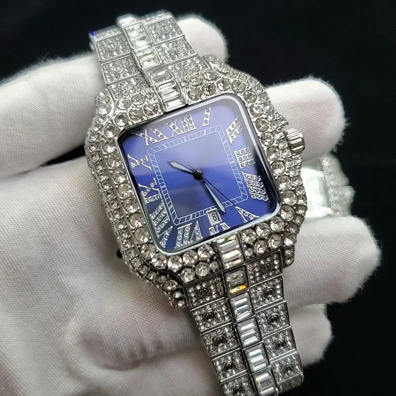 Luxury Brand Silver Watch for Men | Hip Hop Iced Out Original Reloj Hombre | Cool Shiny Jewelry Clock | 2026 Fashion Dropshipping | Caratix - CaratixJewelry