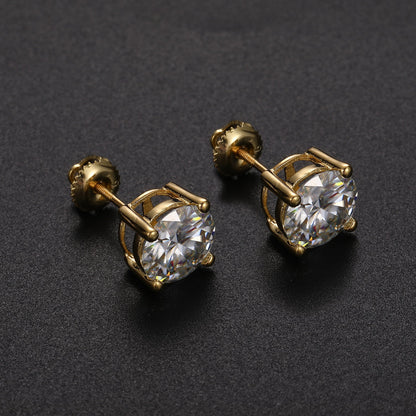 9mm Sterling Silver VVS Lab Diamond Hip Hop Bling Earrings
