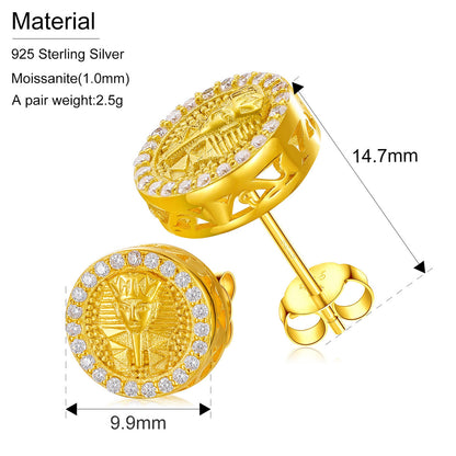 Men's 18k Gold 925 Silver Flooded Ice Lab Diamond Hip Hop Earrings