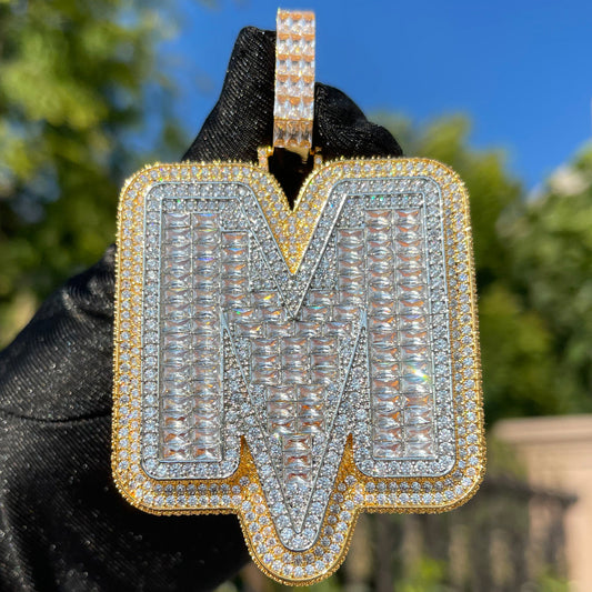 Lightning Iced Out Initial Custom Name Necklace Pendant - Luxury Custom Jewelry