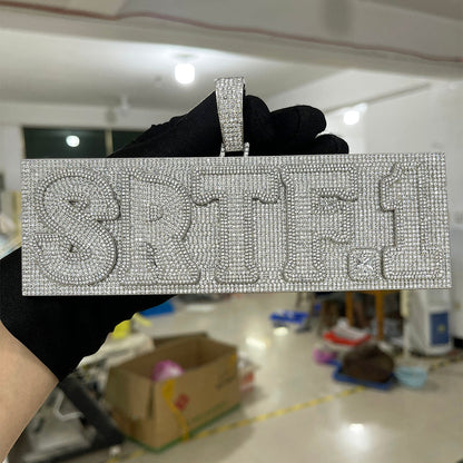 Plate Design VVS Shine Iced Out Personalized Custom Name Necklace Pendant - Luxury Custom Jewelry