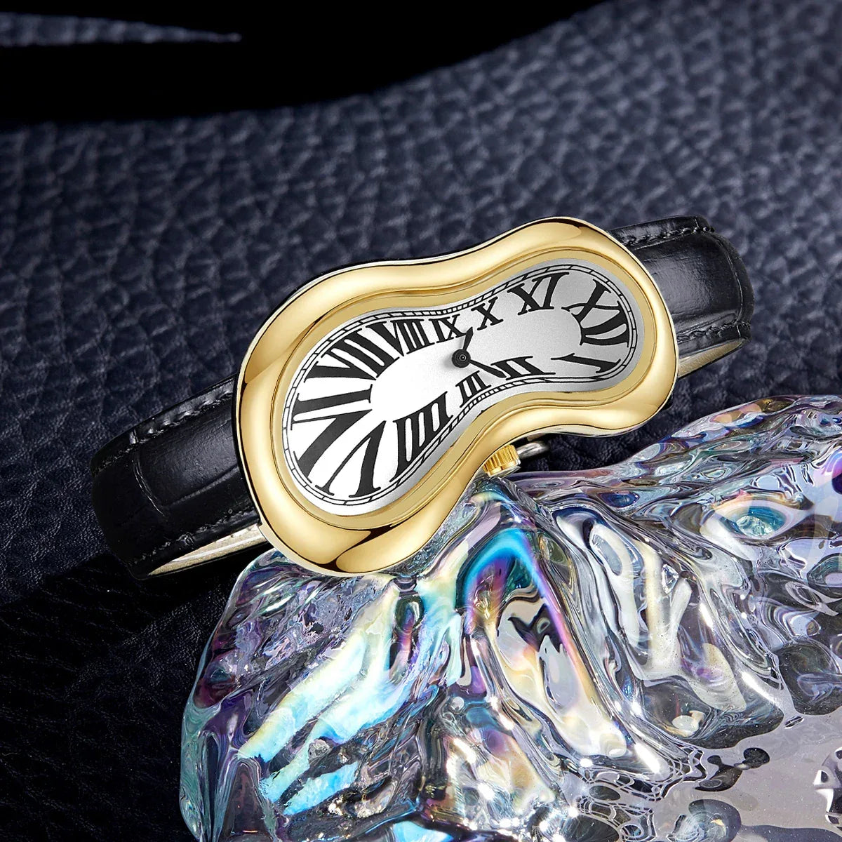 Luxury Melting Twisted Watch | Irregular Shaped Y2K Fashion Clock | Retro Niche Men's Quartz Wristwatch | Ins Style Iced Out Watch | Caratix - CaratixJewelry