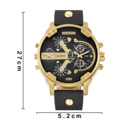 Luxury Big Dial Watch for Men | High Quality Leather Strap Quartz Wristwatch | Fashion Iced Out Watch | 2026 Relogio Masculino | Dropshipping New | Caratix - CaratixJewelry