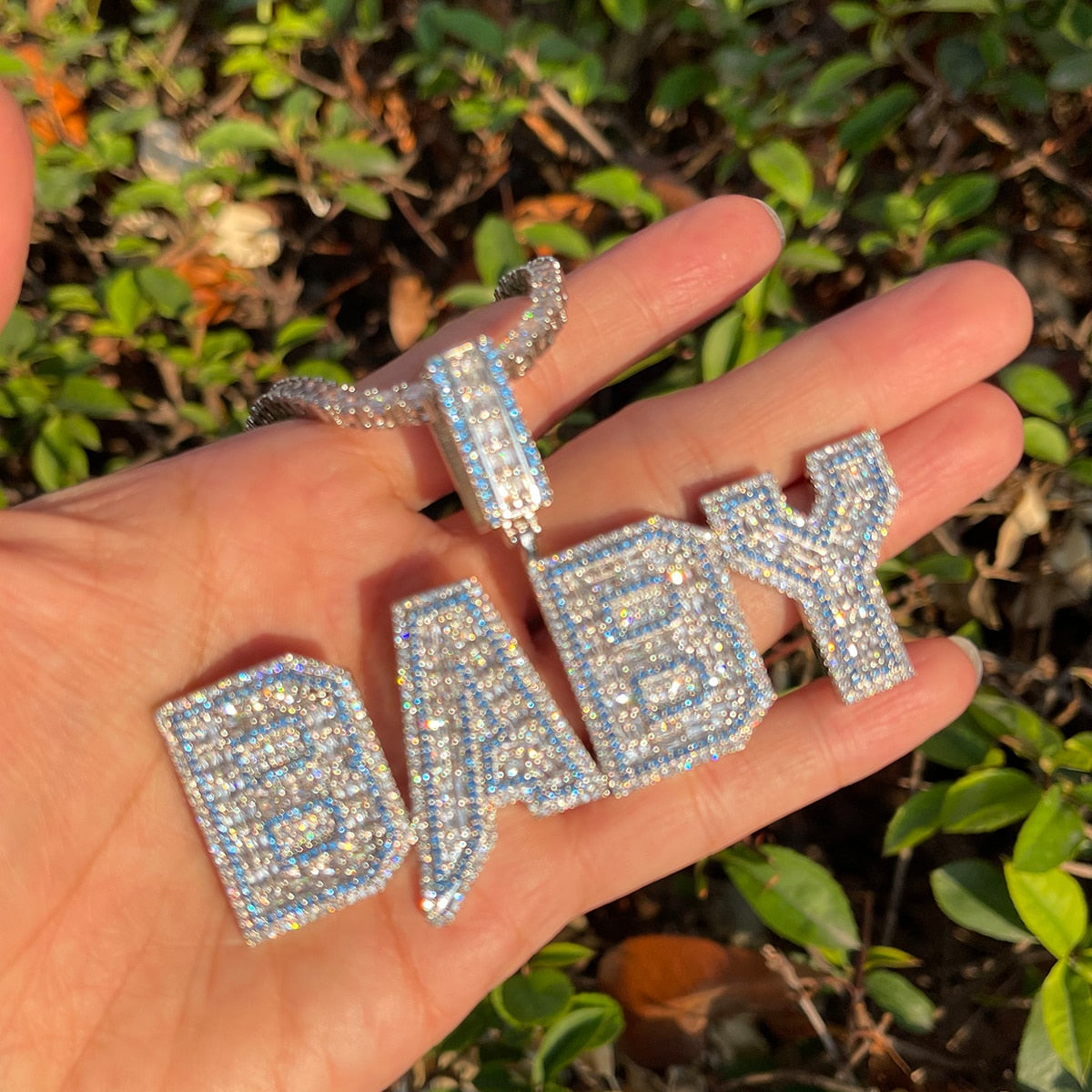 Special Blue Iced Out Personalized Custom Name Necklace Pendant - Luxury Custom Jewelry