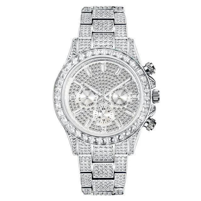 Luxury Six-Pin Men's Watch | Multifunctional Iced Out Watch | Stainless Steel Waterproof Quartz Wristwatch | Calendar Men’s Clock | Caratix - CaratixJewelry