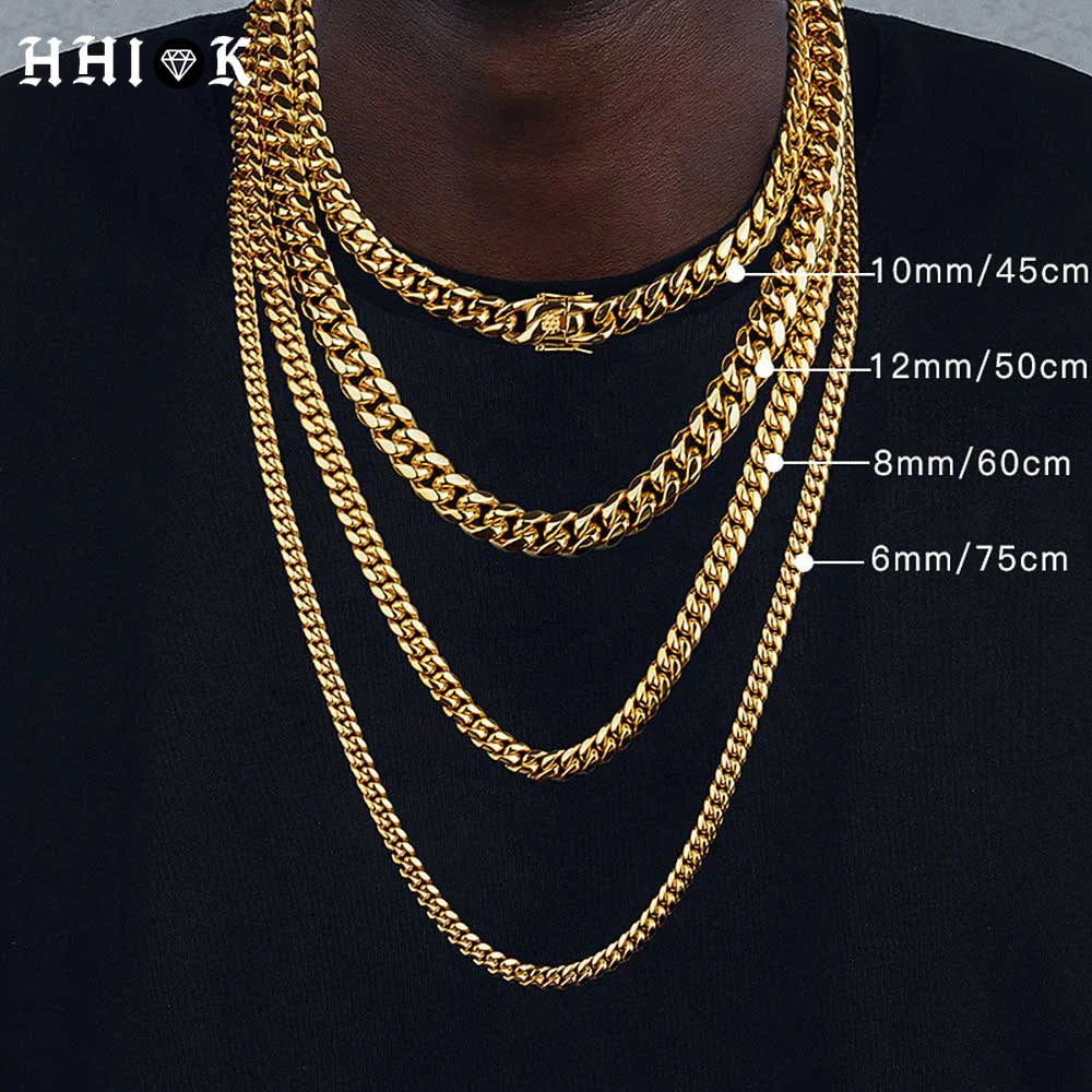 Rainbow Cuban Link Necklace for Men | Stainless Steel Miami Hip Hop Chain 6–16MM