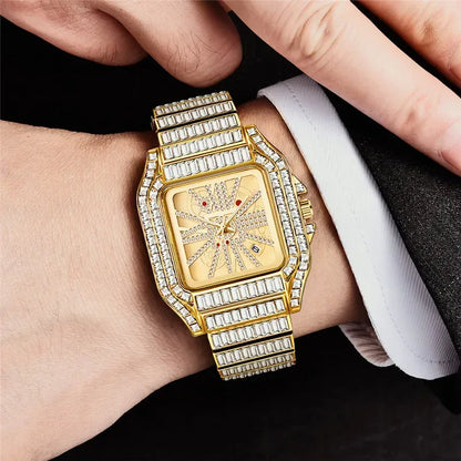 Full Iced Out Watch for Men | Luxury Hip Hop Gold Silver Wristwatch | Calendar Quartz Man Clock | 2026 Relogio Masculino | Drop Shipping | Caratix - CaratixJewelry
