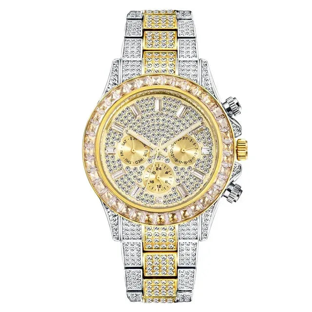 Luxury Six-Pin Men's Watch | Multifunctional Iced Out Watch | Stainless Steel Waterproof Quartz Wristwatch | Calendar Men’s Clock | Caratix - CaratixJewelry