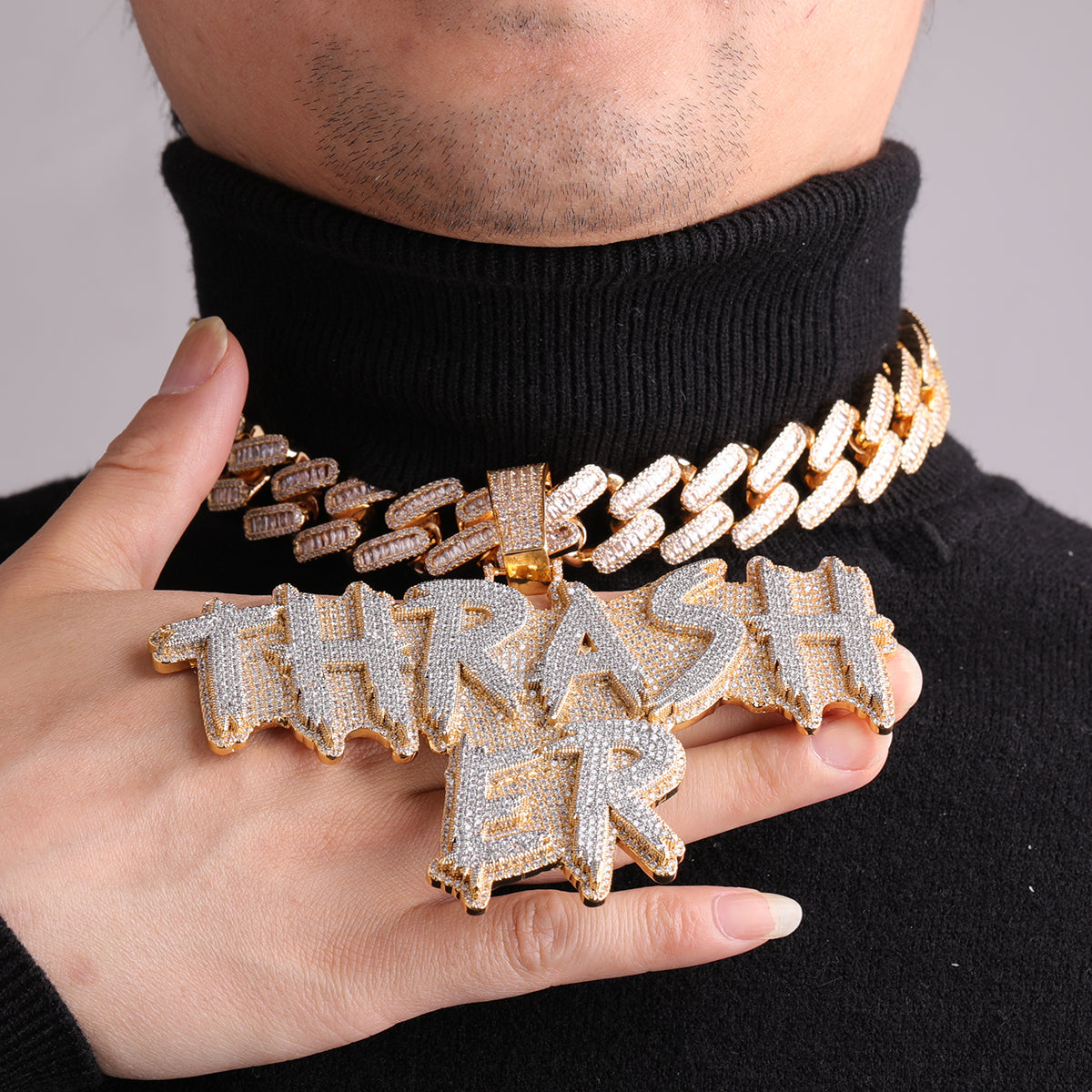 Street Drip Bold Letters Iced Out Personalized Custom Name Necklace Pendant – Luxury Hip Hop Jewelry for Men & Women