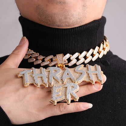 Street Drip Bold Letters Iced Out Personalized Custom Name Necklace Pendant – Luxury Hip Hop Jewelry for Men & Women