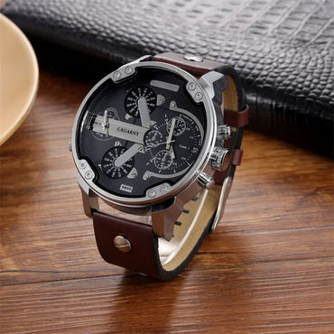 Luxury Top Brand Men's Big Dial Watch | Fashion Leather Band Quartz Wristwatch | Date Function Iced Out Watch | Relogio Masculino 2026 | Caratix - CaratixJewelry
