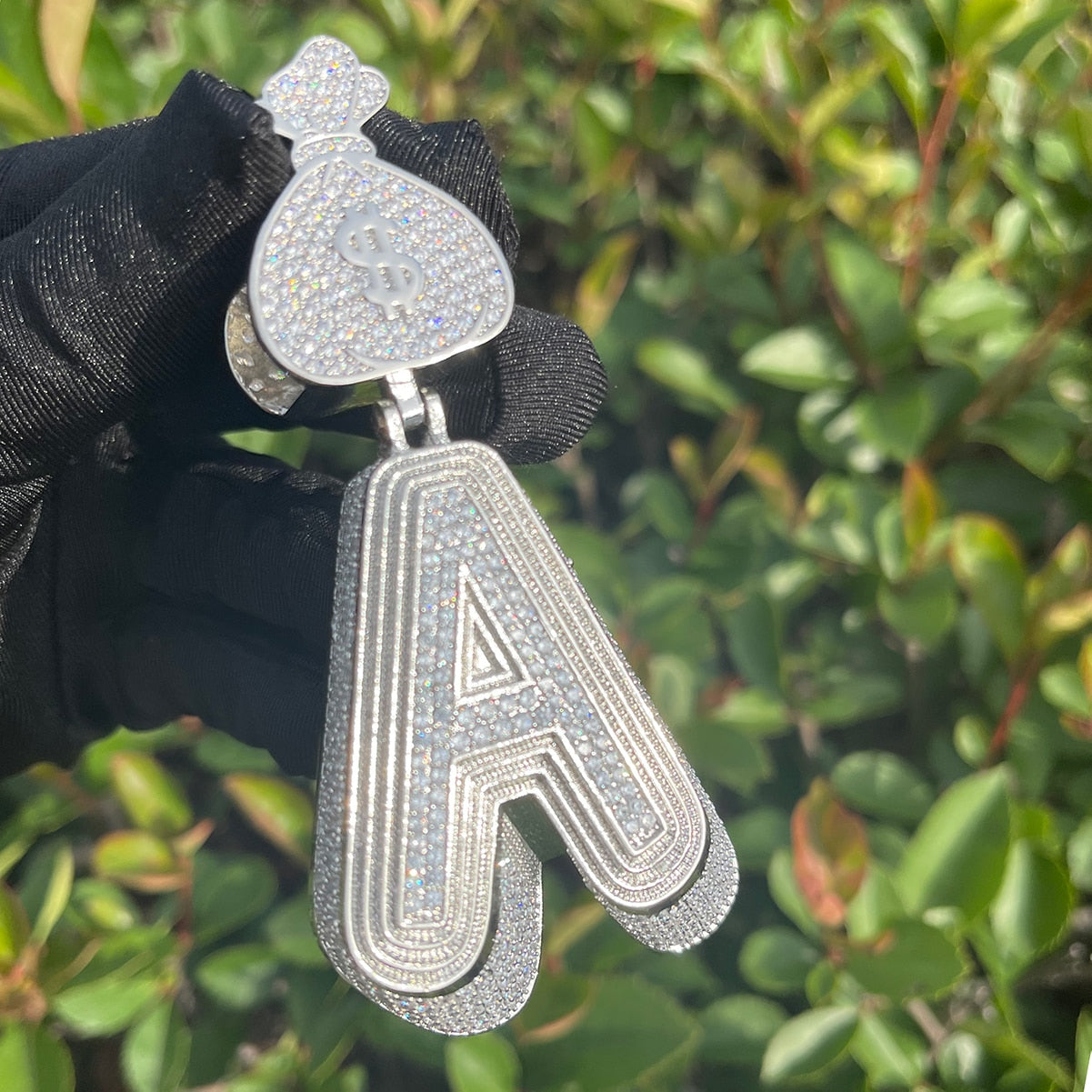 Luxury Full Stoned Triple Layer Iced Out Initial Custom Name Necklace Pendant 