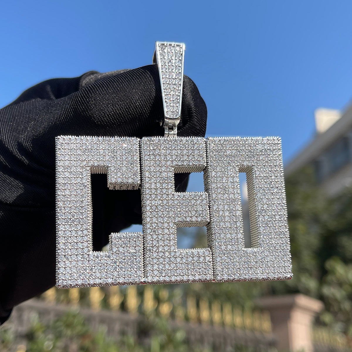 Solid Edition Iced Out Personalized Custom Name Necklace Pendant 