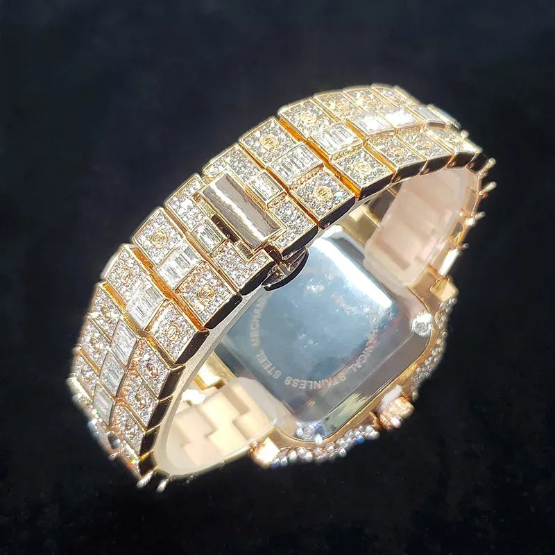 Luxury Rose Gold Square Watch for Men | 2026 New Hip Hop Iced Out Watch | Bling Rap Fashion Relogio Masculino for Party | Caratix - CaratixJewelry